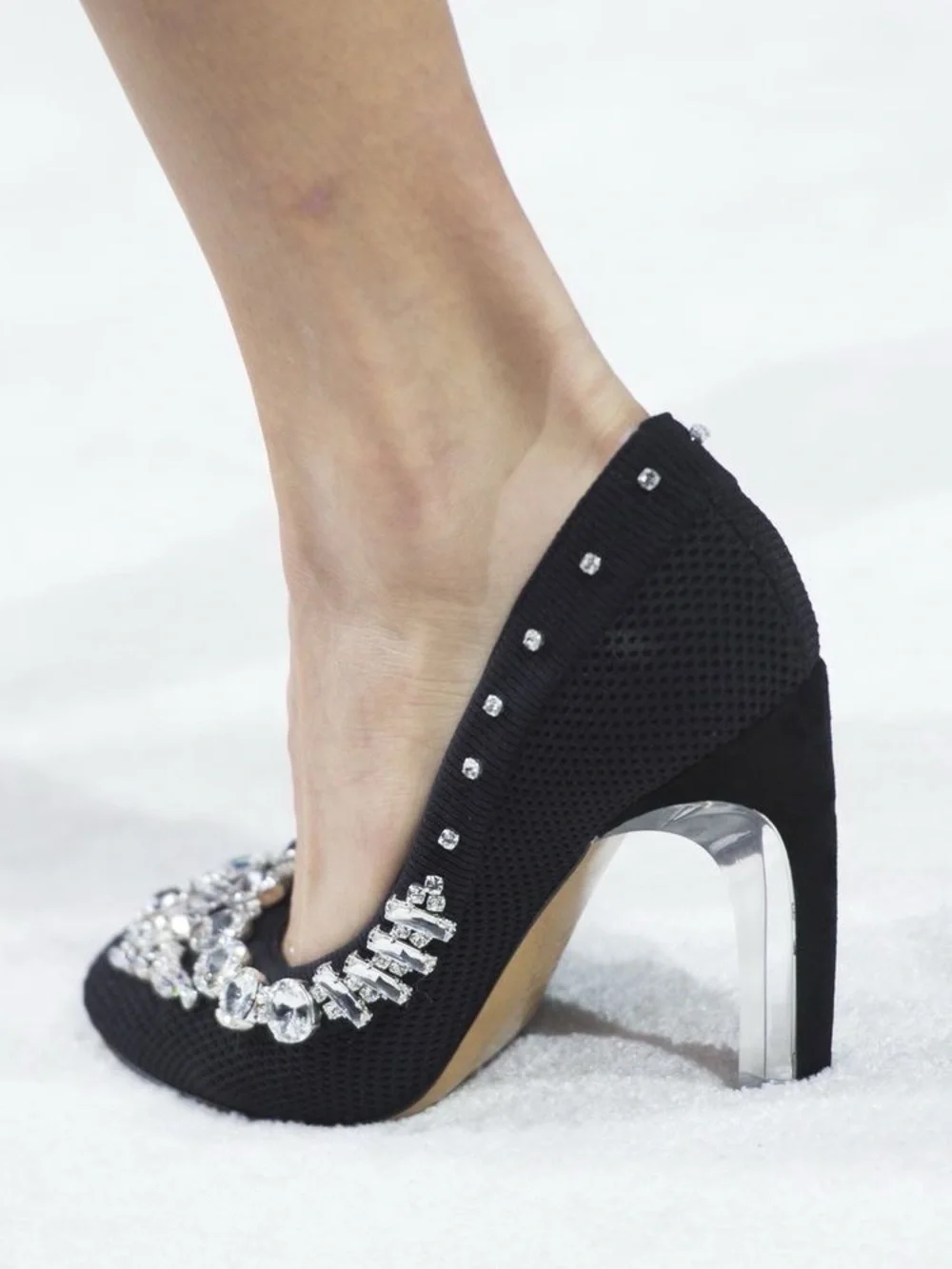 Valentino mesh and crystal embellished lucite high heel pumps size 36.5